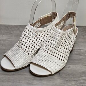 Sonoma Vitalize Ortholite Women 6 White Woven Slingback Peep-toe Block Sandals
